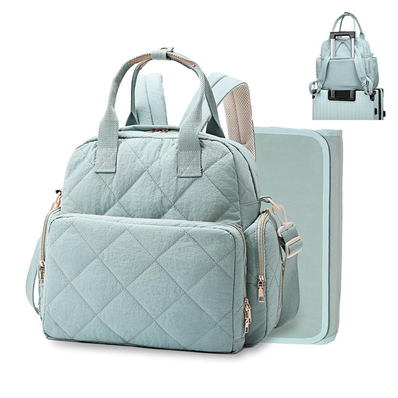 Mozzilog Large Diaper Backpack with Changing Pad, Diapers Baby Bags for Mom with Luggage Pockets, Convertible Mommy Hospital Bag for Women Labor Delivery(Blue) - Image 1